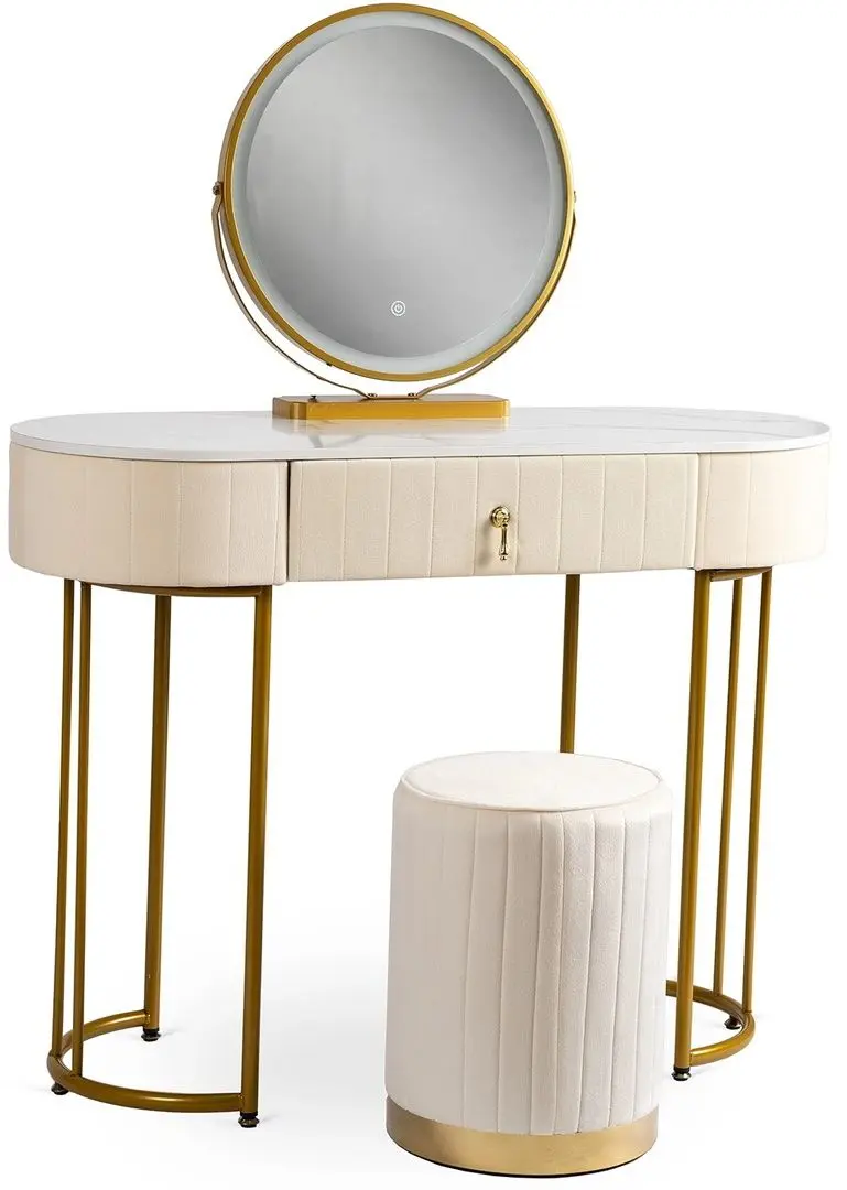 Туалетный столик с подсветкой Mebel Elite Ashley (Beige/Golden) - 6