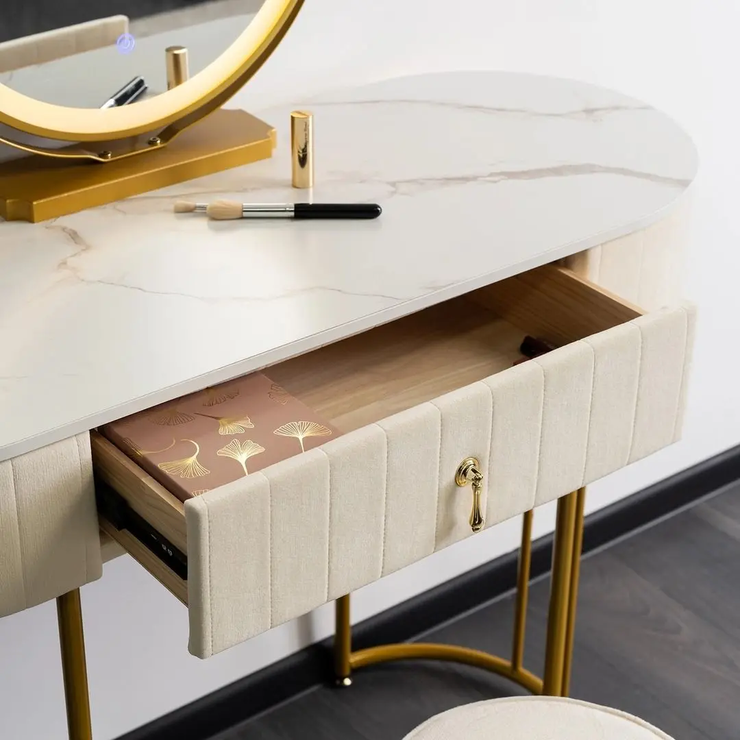 Туалетный столик с подсветкой Mebel Elite Ashley (Beige/Golden) - 4