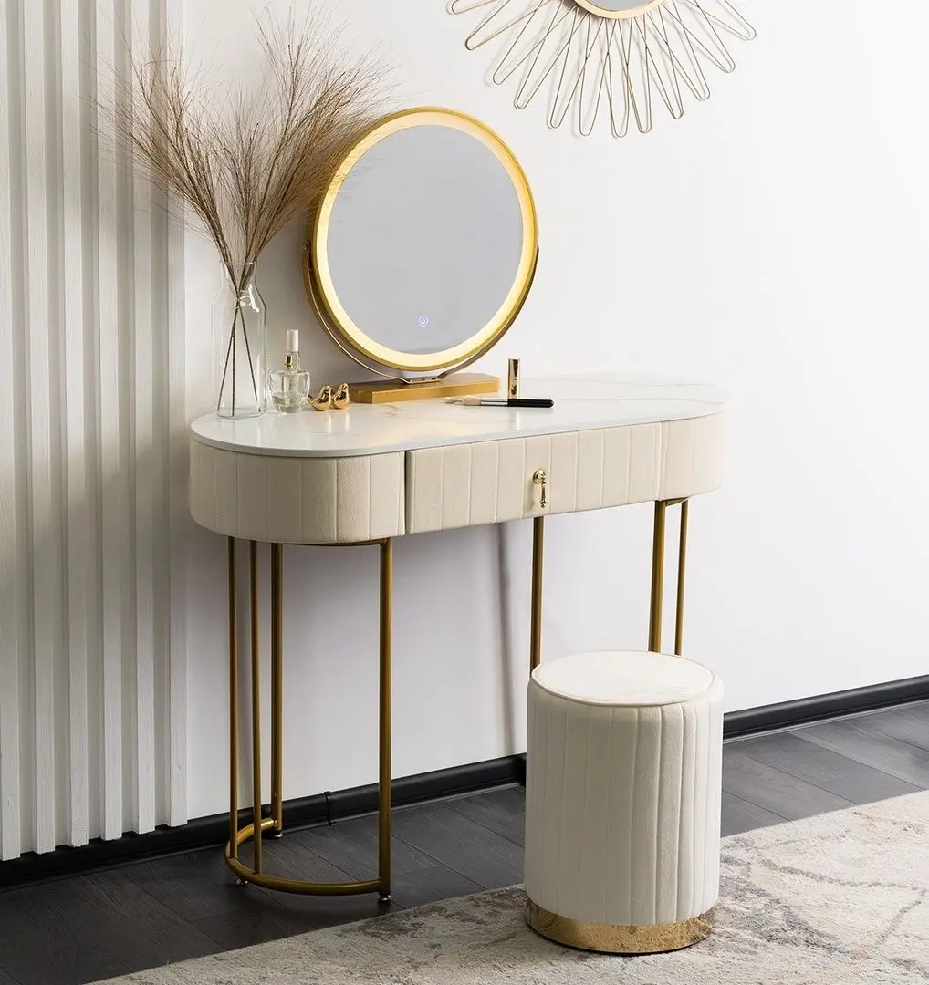 Туалетный столик с подсветкой Mebel Elite Ashley (Beige/Golden)