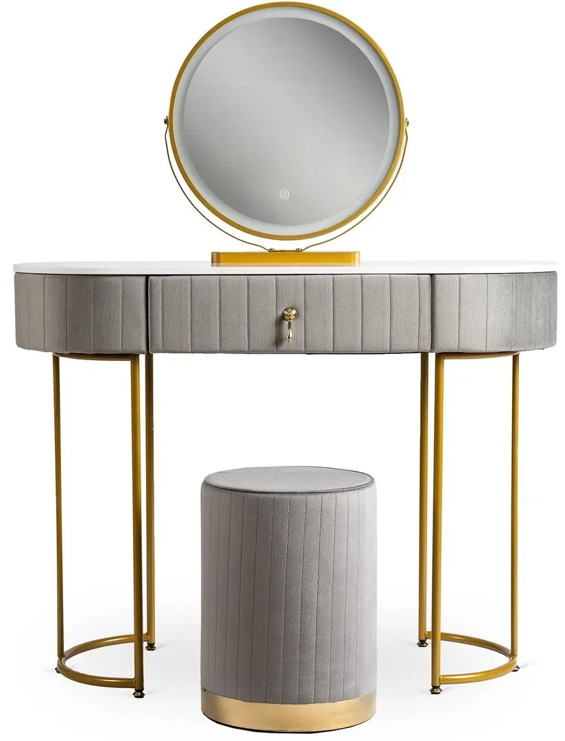 Туалетный столик с подсветкой Mebel Elite Ashley (Grey/Golden) - 6