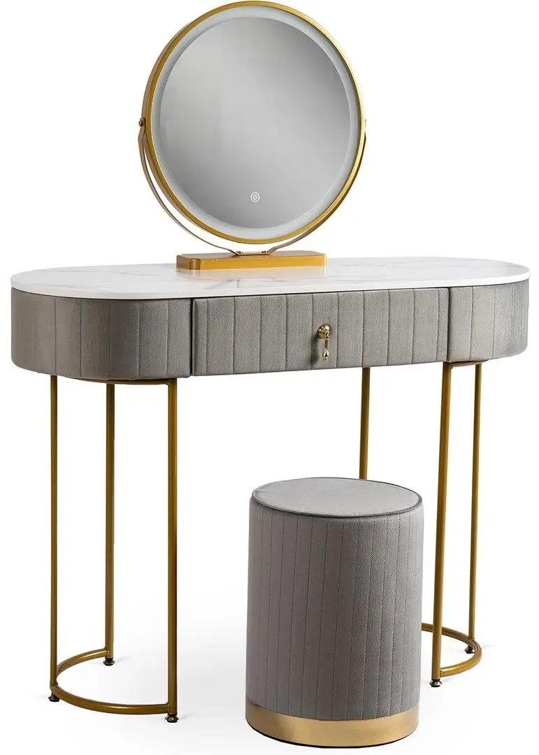 Туалетный столик с подсветкой Mebel Elite Ashley (Grey/Golden) - 5