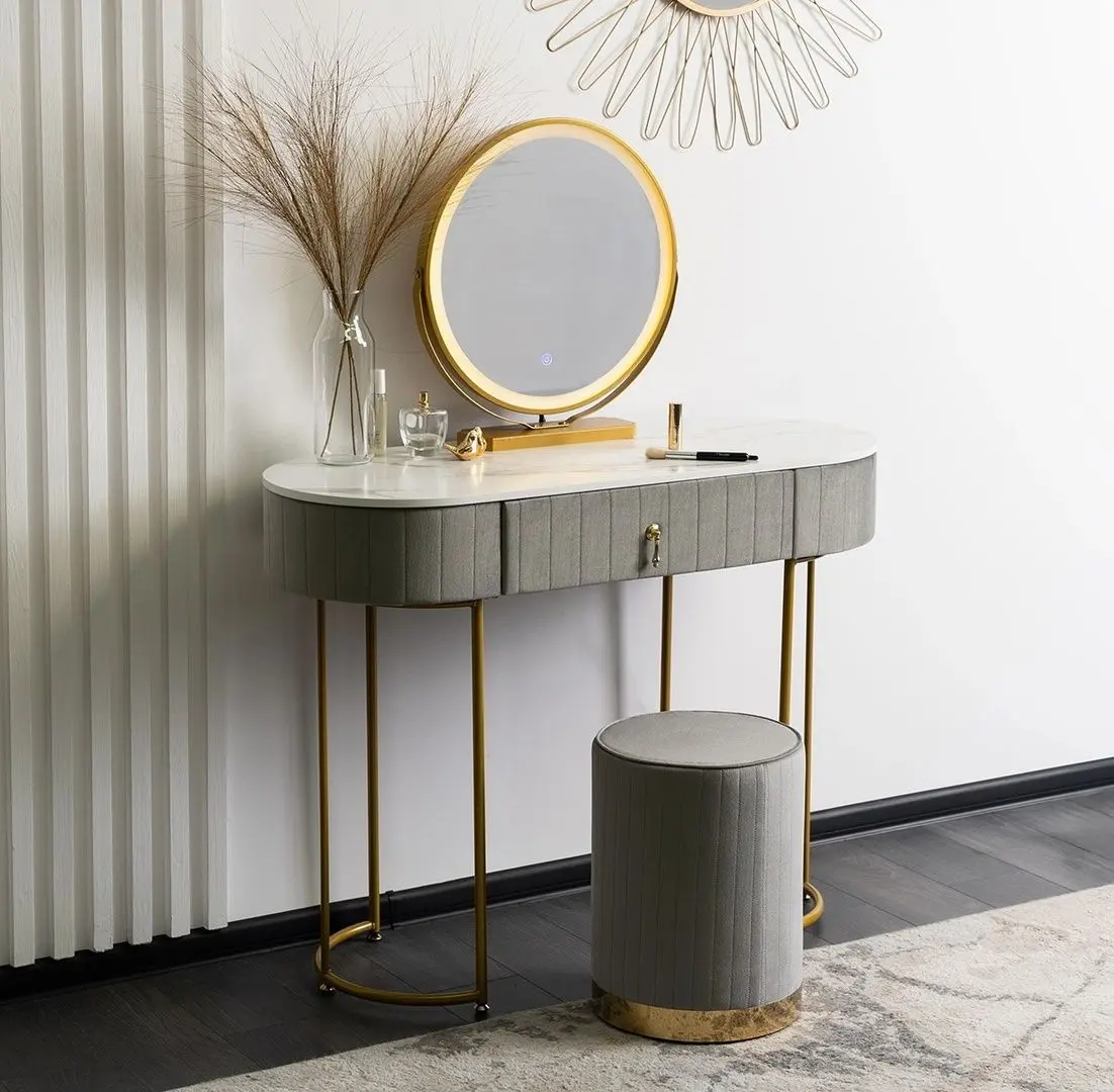 Туалетный столик с подсветкой Mebel Elite Ashley (Grey/Golden)