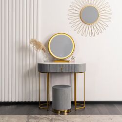 Masa de toaleta cu iluminare Mebel Elite Ashley Mini (Grey/Golden) Thumb