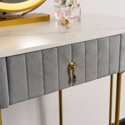 Masa de toaleta cu iluminare Mebel Elite Ashley Mini (Grey/Golden) Thumb