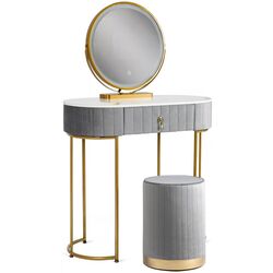 Masa de toaleta cu iluminare Mebel Elite Ashley Mini (Grey/Golden) Thumb