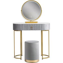 Masa de toaleta cu iluminare Mebel Elite Ashley Mini (Grey/Golden) Thumb