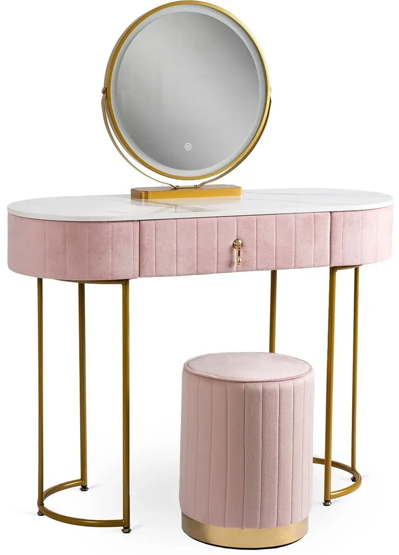 Туалетный столик с подсветкой Mebel Elite Ashley (Pink/Golden)