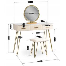 Туалетный столик с подсветкой Mebel Elite Sandy (Cream/Golden) Thumb