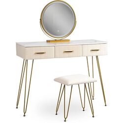 Туалетный столик с подсветкой Mebel Elite Sandy (Cream/Golden) Thumb