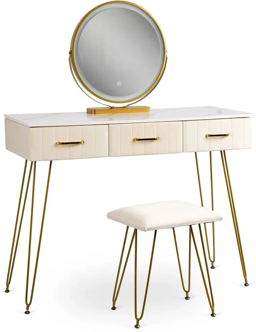 Туалетный столик с подсветкой Mebel Elite Sandy (Cream/Golden) - 5