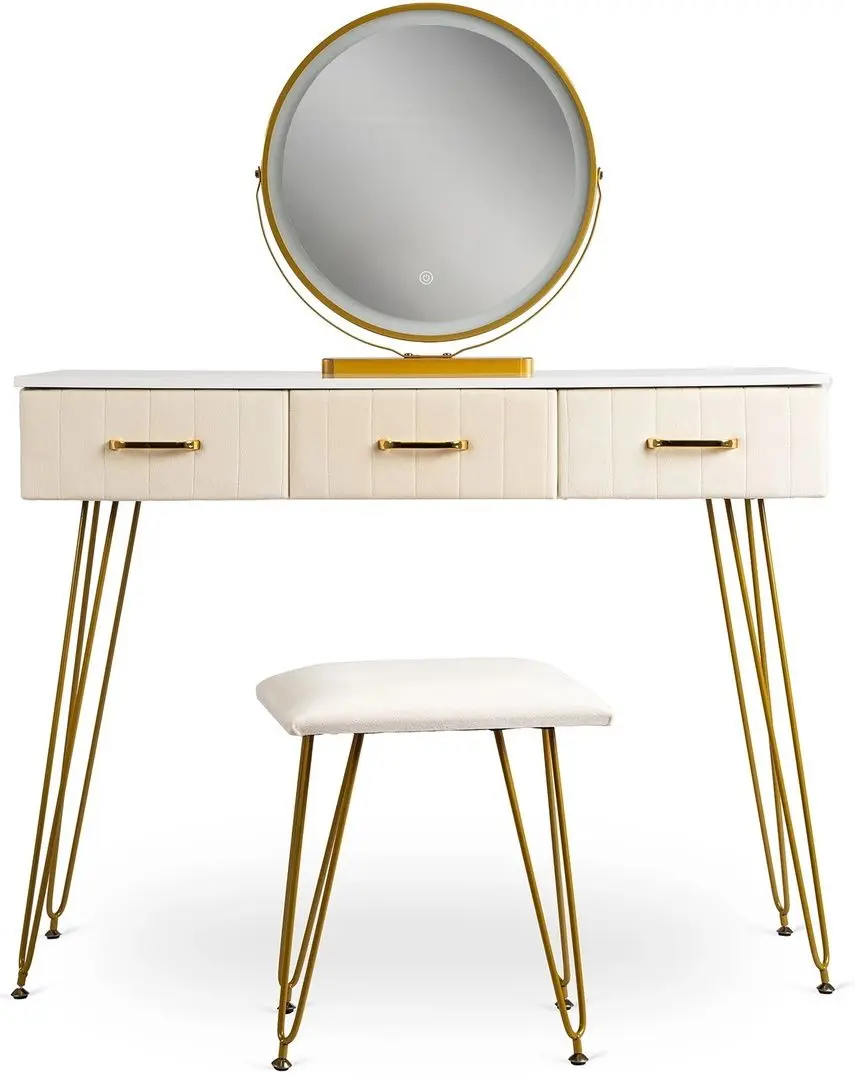 Туалетный столик с подсветкой Mebel Elite Sandy (Cream/Golden) - 4