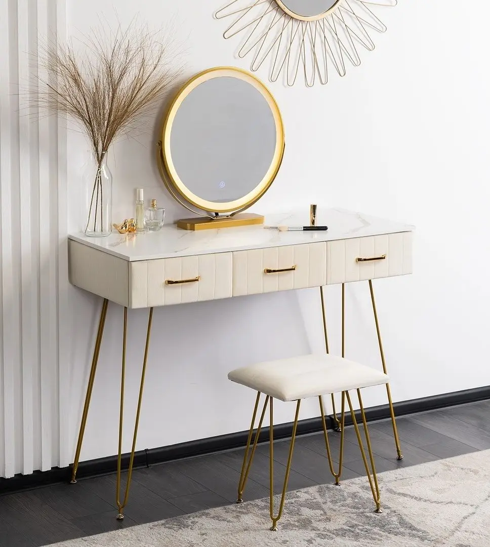 Туалетный столик с подсветкой Mebel Elite Sandy (Cream/Golden)