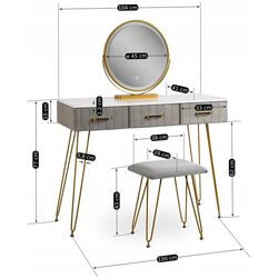 Туалетный столик с подсветкой Mebel Elite Sandy (Grey/Golden) Thumb