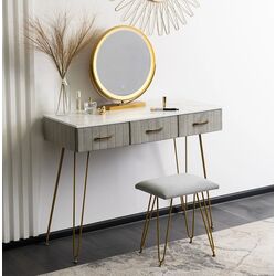 Туалетный столик с подсветкой Mebel Elite Sandy (Grey/Golden)