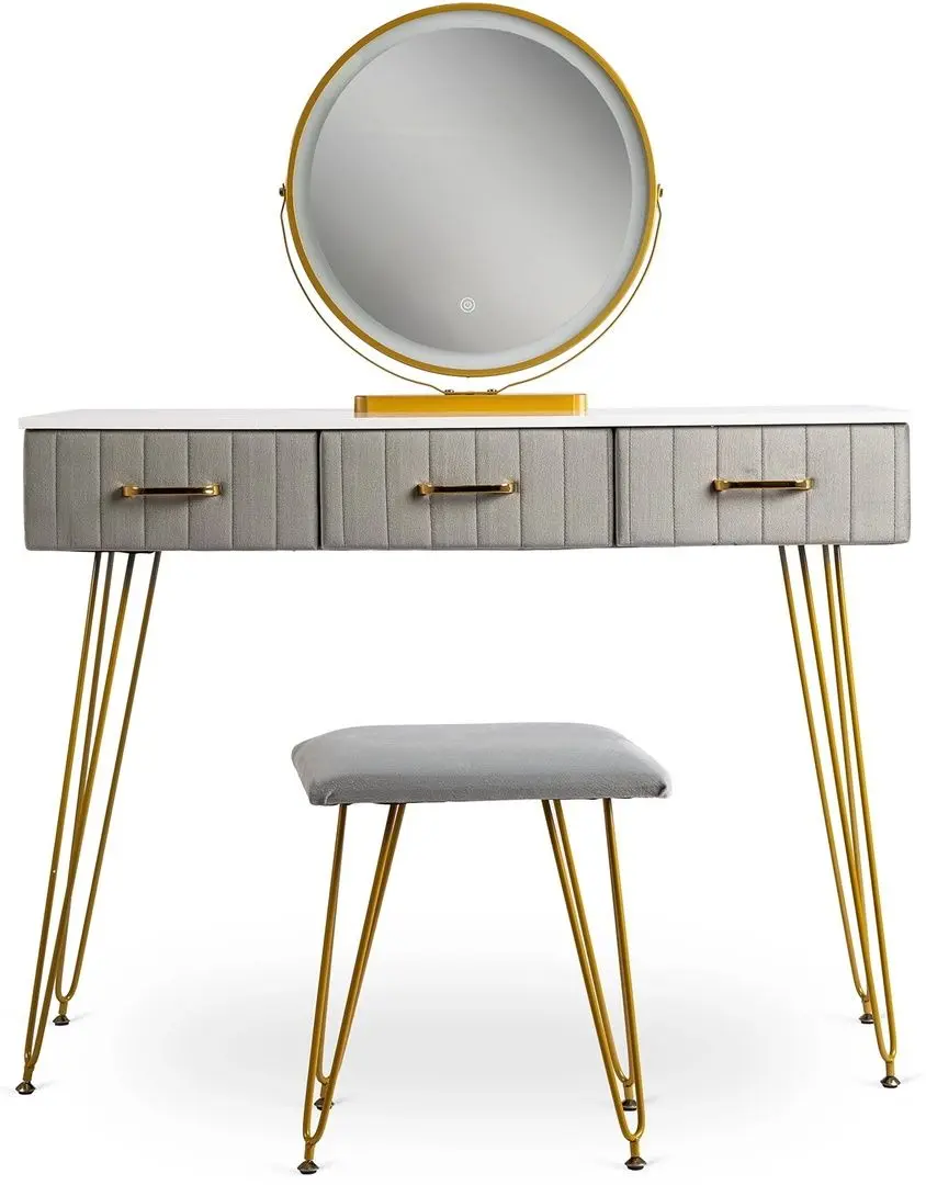 Туалетный столик с подсветкой Mebel Elite Sandy (Grey/Golden) - 3