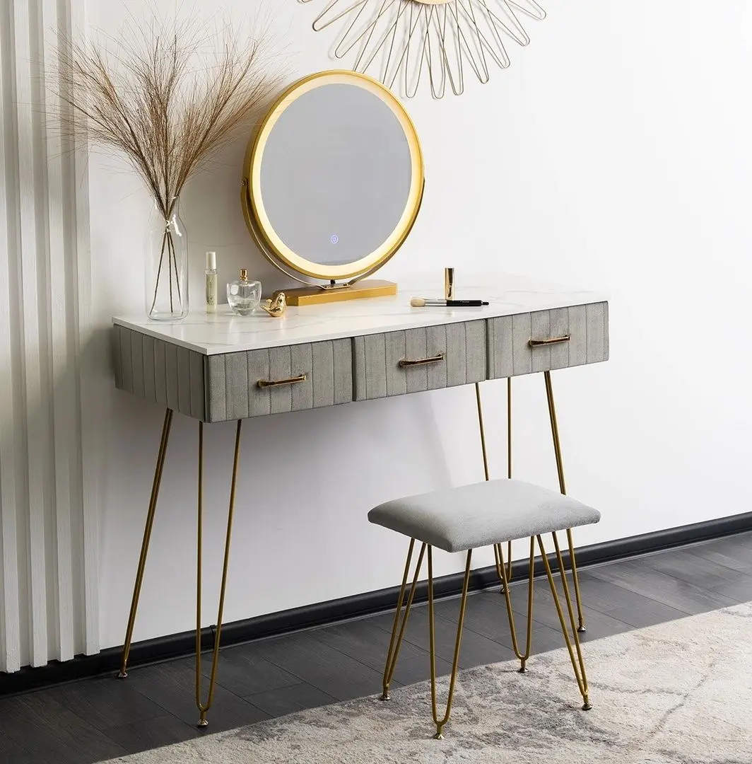 Туалетный столик с подсветкой Mebel Elite Sandy (Grey/Golden)