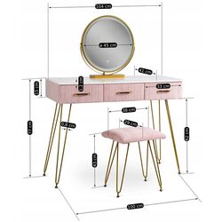 Туалетный столик с подсветкой Mebel Elite Sandy (Pink/Golden) Thumb