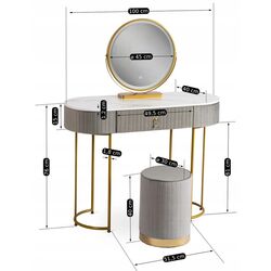 Туалетный столик с подсветкой Mebel Elite Sarah (Grey/Golden) Thumb