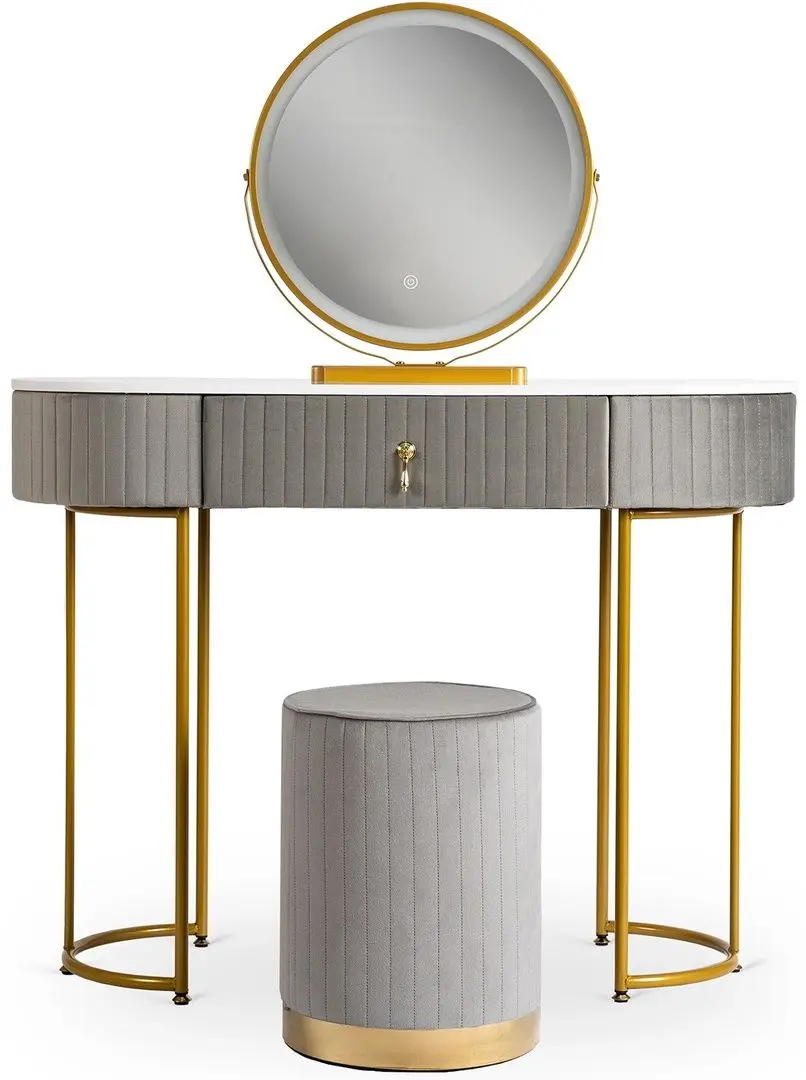 Туалетный столик с подсветкой Mebel Elite Sarah (Grey/Golden) - 6