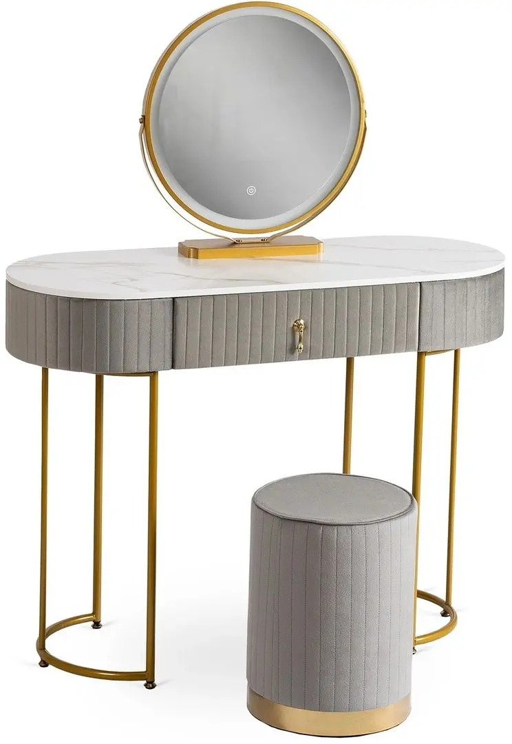 Туалетный столик с подсветкой Mebel Elite Sarah (Grey/Golden) - 5