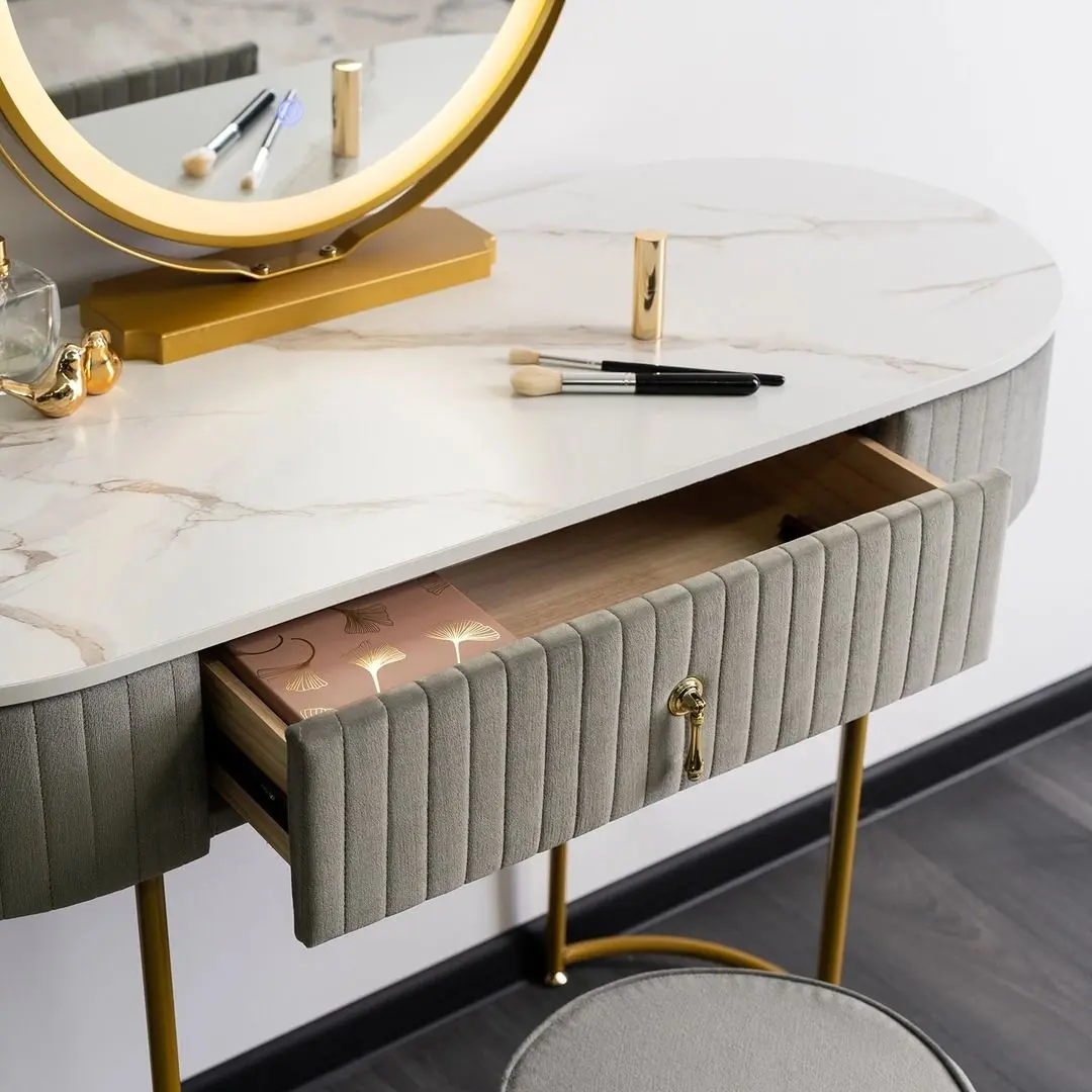 Туалетный столик с подсветкой Mebel Elite Sarah (Grey/Golden) - 3