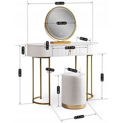 Туалетный столик с подсветкой Mebel Elite Sarah (White/Golden) Thumb