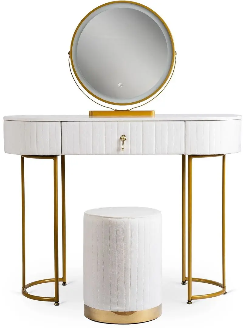 Туалетный столик с подсветкой Mebel Elite Sarah (White/Golden) - 3