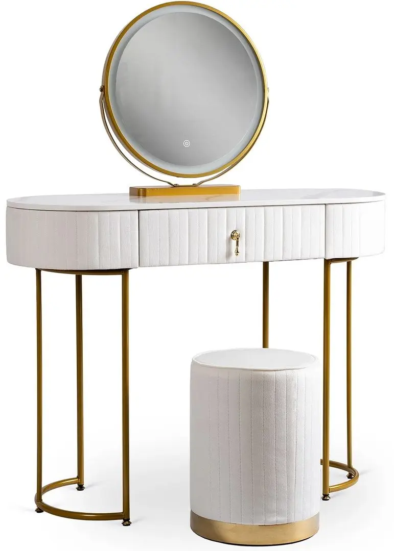 Туалетный столик с подсветкой Mebel Elite Sarah (White/Golden) - 4