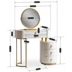 Туалетный столик с подсветкой Mebel Elite Selena (White/Golden) Thumb