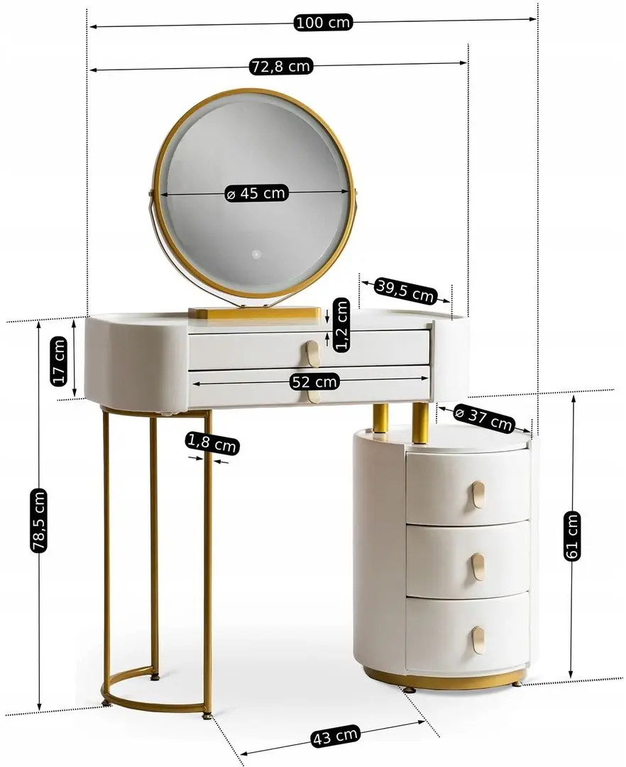 Туалетный столик с подсветкой Mebel Elite Selena (White/Golden) - 2