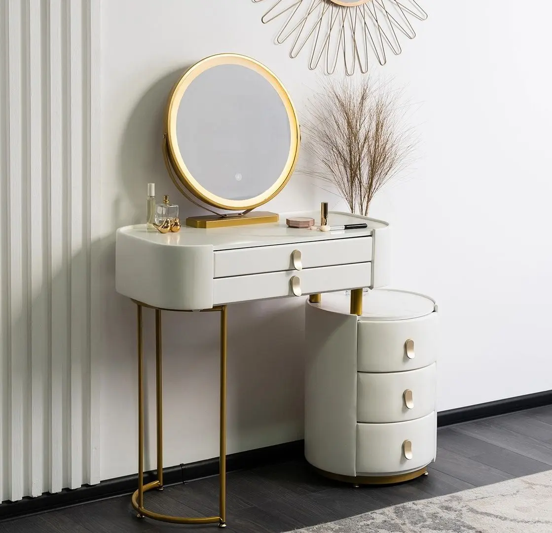 Туалетный столик с подсветкой Mebel Elite Selena (White/Golden)