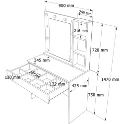 Masa de toaleta Mirage Design Monroe MO3-W (White) Thumb