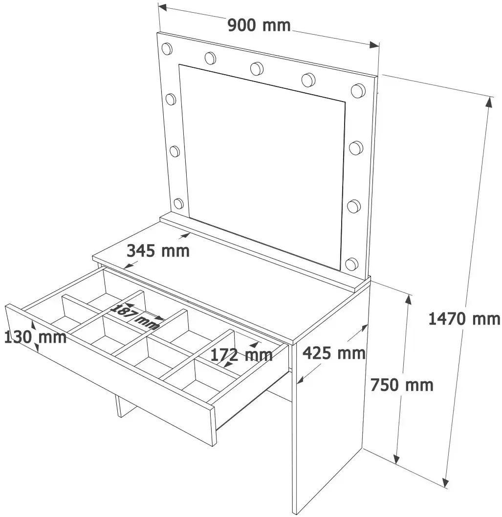 Masa de toaleta Mirage Design Monroe MO4-W (White) - 6
