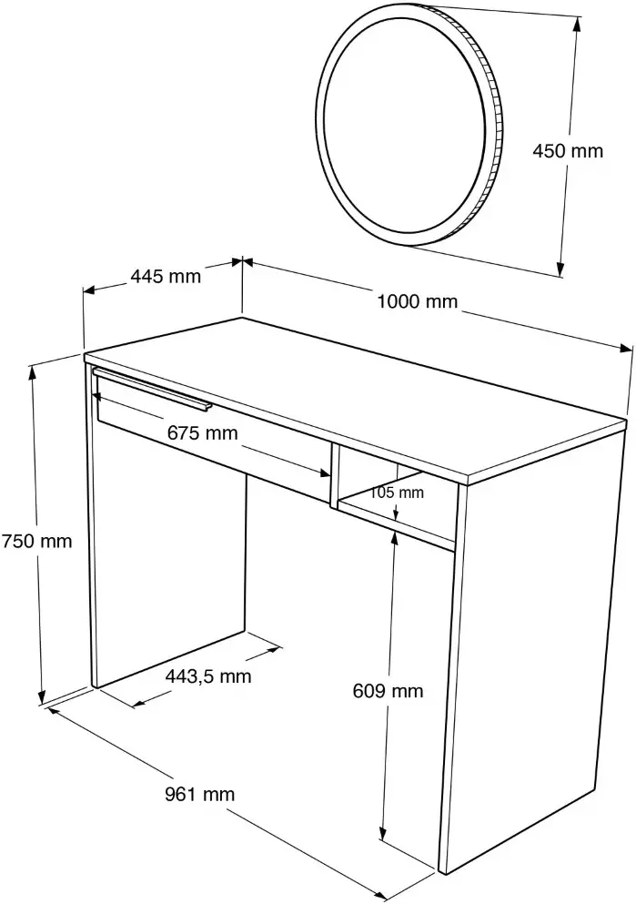 Masa de toaleta Mirage Design Ocean ON18-W (White)