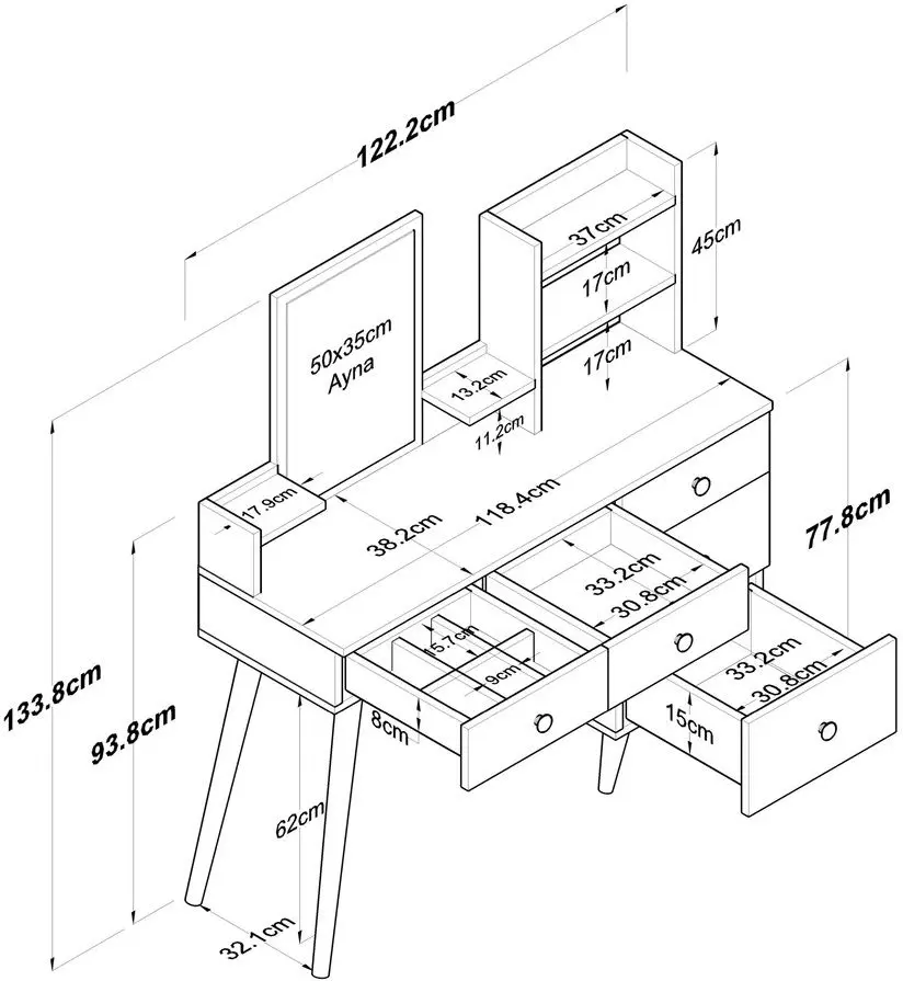 Masa de toaleta Mirage Meble BJ101 (White)
