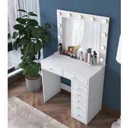 Masa de toaleta Mirage Meble BJ115 oglinda/becuri (White) Thumb