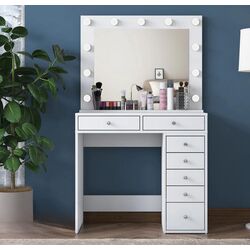 Masa de toaleta Mirage Meble BJ115 oglinda/becuri (White) Thumb