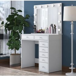 Туалетный столик Mirage Meble BJ115 зеркало/лампочки (White)