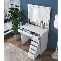 Masa de toaleta Mirage Meble BJ115 oglinda/becuri (White) Thumb