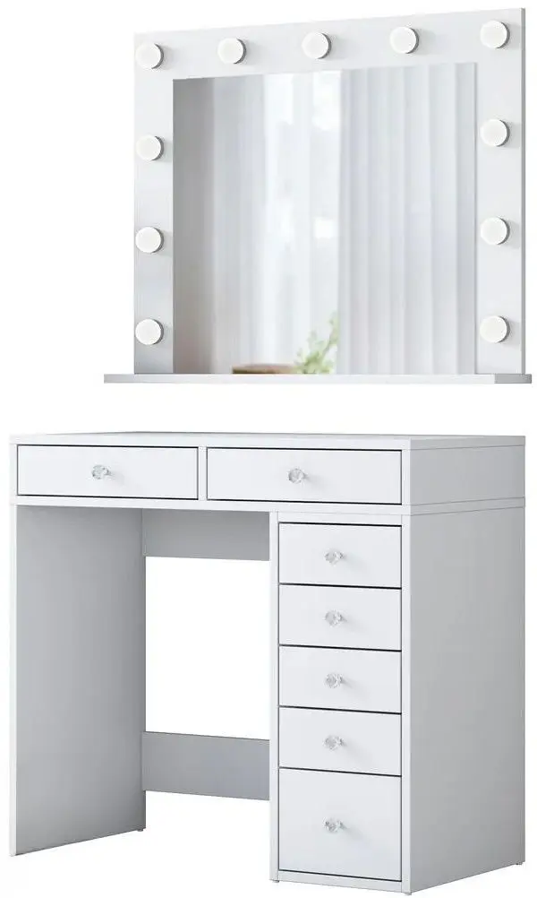 Masa de toaleta Mirage Meble BJ115 oglinda/becuri (White)