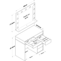 Masa de toaleta Mirage Meble BJ115 oglinda/becuri (White) Thumb