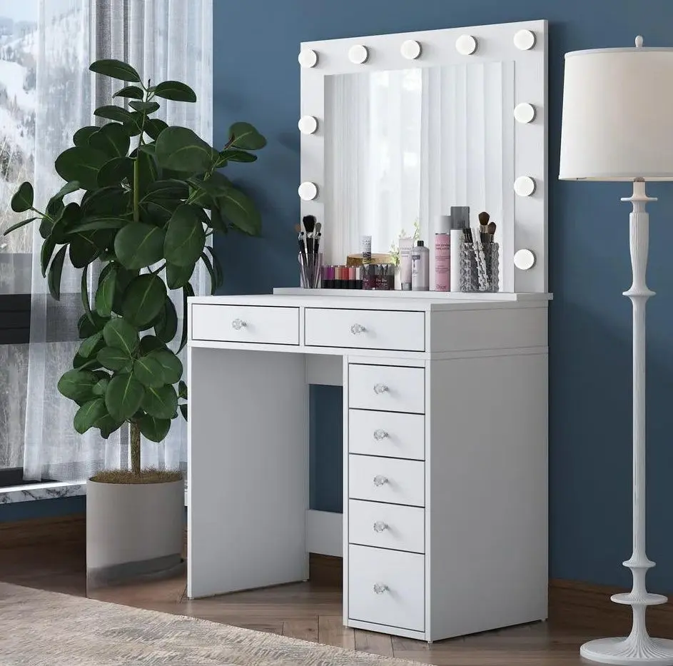 Masa de toaleta Mirage Meble BJ115 oglinda/becuri (White)