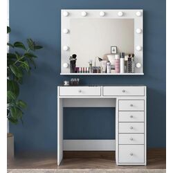 Masa de toaleta Mirage Meble BJ117 oglinda/becuri (White) Thumb