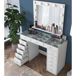 Masa de toaleta Mirage Meble BJ118 oglinda/becuri (White) Thumb