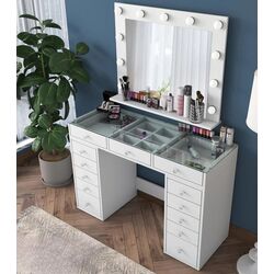 Masa de toaleta Mirage Meble BJ118 oglinda/becuri (White) Thumb