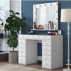 Туалетный столик Mirage Meble BJ118 зеркало/лампочки (White)