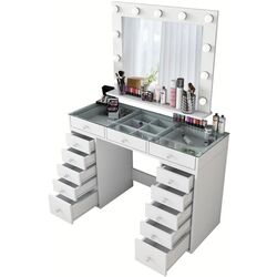 Masa de toaleta Mirage Meble BJ118 oglinda/becuri (White) Thumb