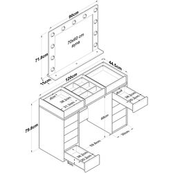 Masa de toaleta Mirage Meble BJ118 oglinda/becuri (White) Thumb