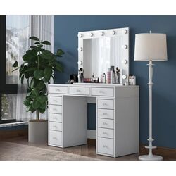 Masa de toaleta Mirage Meble BJ119 oglinda/becuri (White)