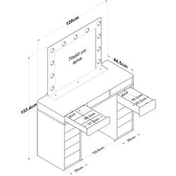 Masa de toaleta Mirage Meble BJ119 oglinda/becuri (White) Thumb